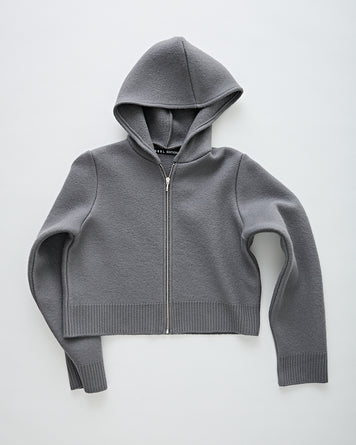 Kassl Editions Cardigan Cropped Boiled Wool Grey Knitwear Women