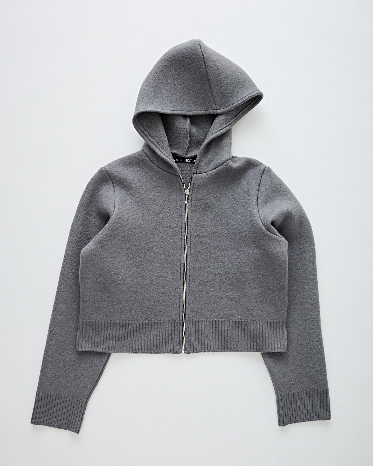 Kassl Editions Cardigan Cropped Boiled Wool Grey Knitwear Women