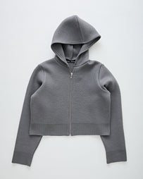 Kassl Editions Cardigan Cropped Boiled Wool Grey Knitwear Women