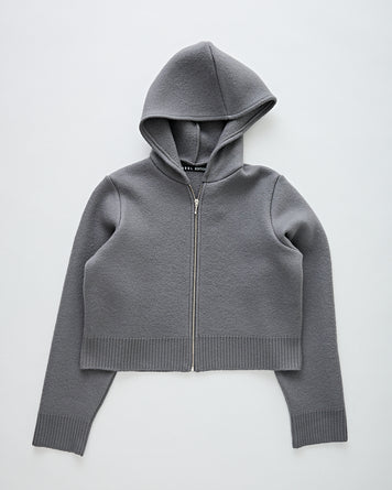 Kassl Editions Cardigan Cropped Boiled Wool Grey Knitwear Women