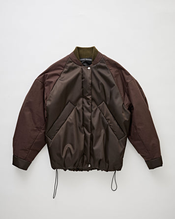 Kassl Editions Oversized Bomber Nylon Wax Dark Brown JKT Short Women