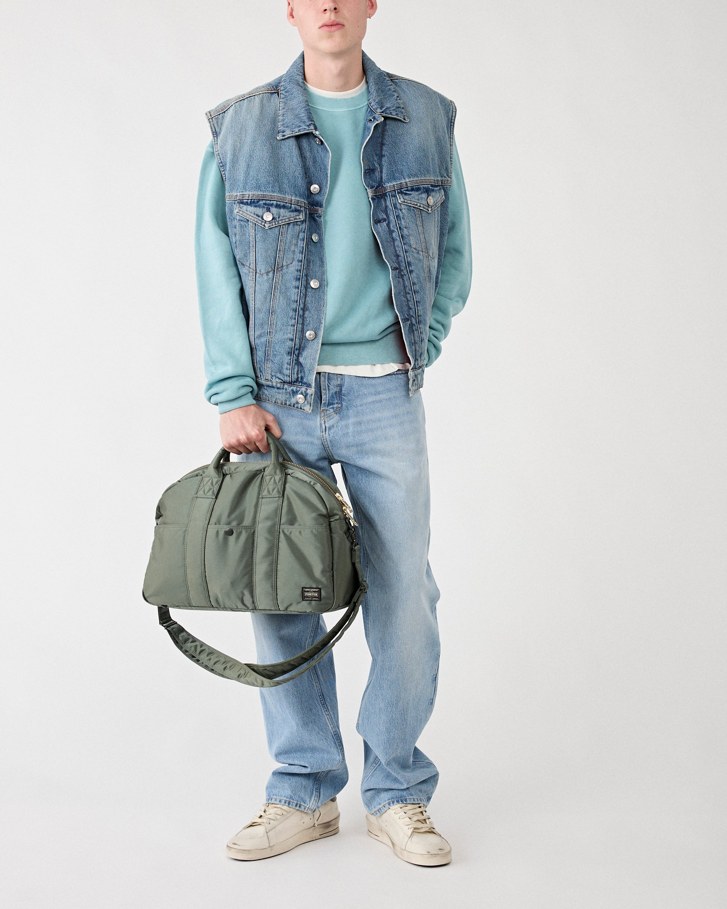 Porter Yoshida Tanker Madison Boston Bag (M) Sage Green Bags Unisex