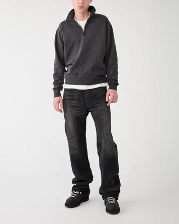 RRL Quarter Zip Long Sleeve Pullover Faded Black Sweater Men