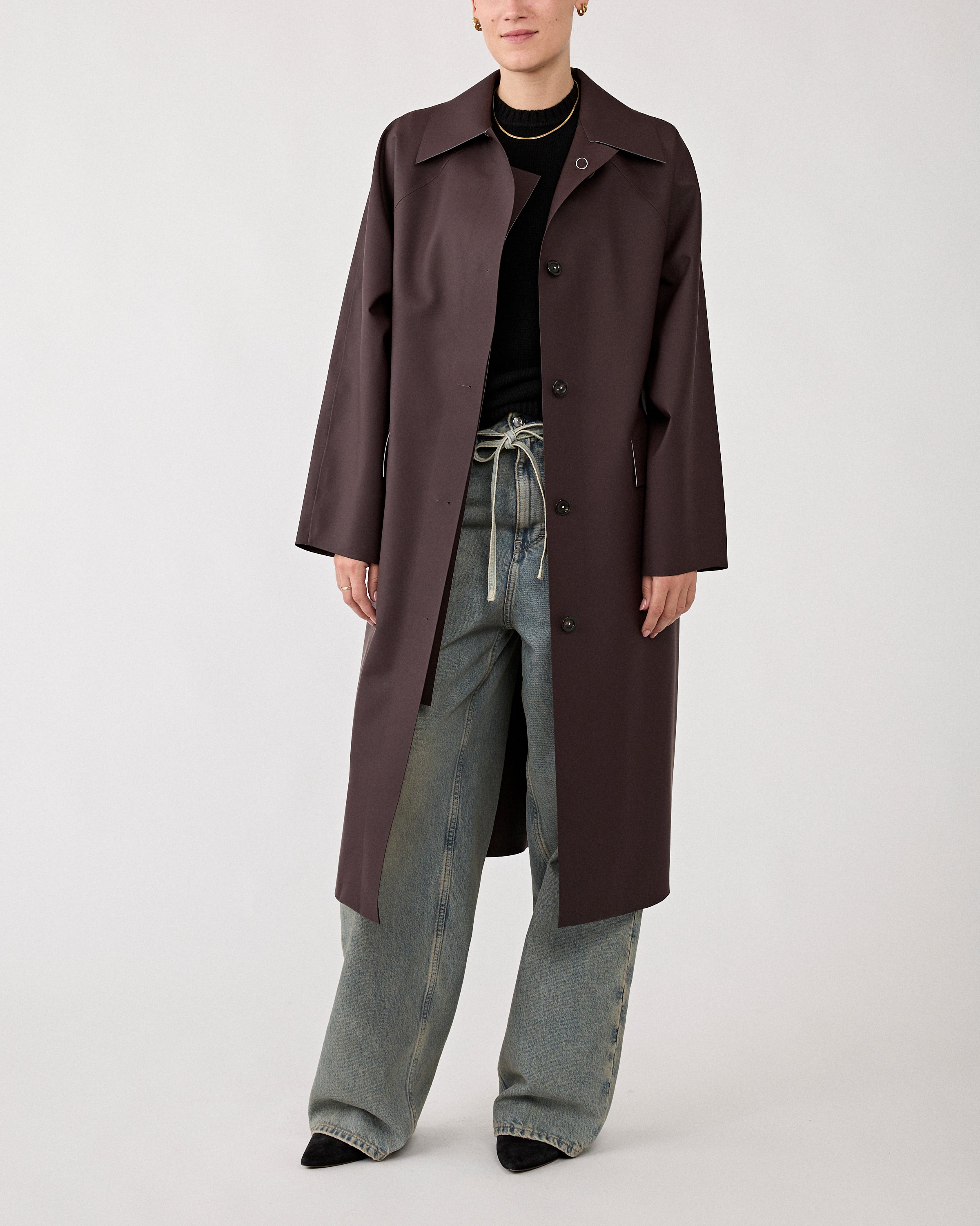 Kassl Editions Coat Orginal Below Rubber Dark Chocolate JKT Long Women