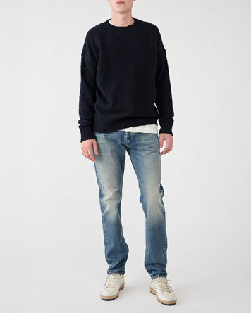 Roberto Collina Girocollo ML Effetto Casentino Navy Knitwear Men