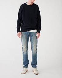 Roberto Collina Girocollo ML Effetto Casentino Navy Knitwear Men