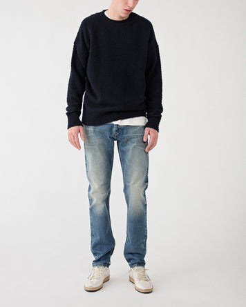 Roberto Collina Girocollo ML Effetto Casentino Navy Knitwear Men