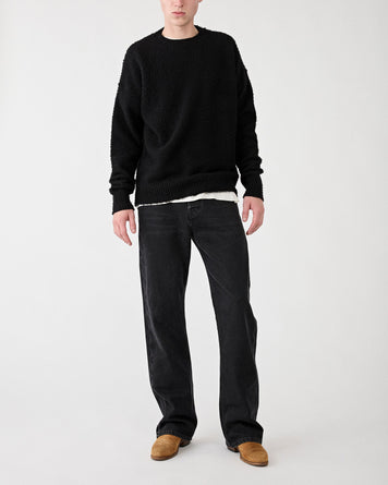 Roberto Collina Girocollo ML Effetto Casentino Black Knitwear Men