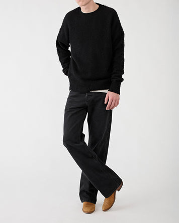 Roberto Collina Girocollo ML Effetto Casentino Black Knitwear Men