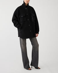 and wander Wool Shaggy Jacket Long Black JKT Long Men