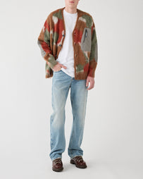 and wander Mix colour Shaggy Knit Cardigan Brown Mix Knitwear Men