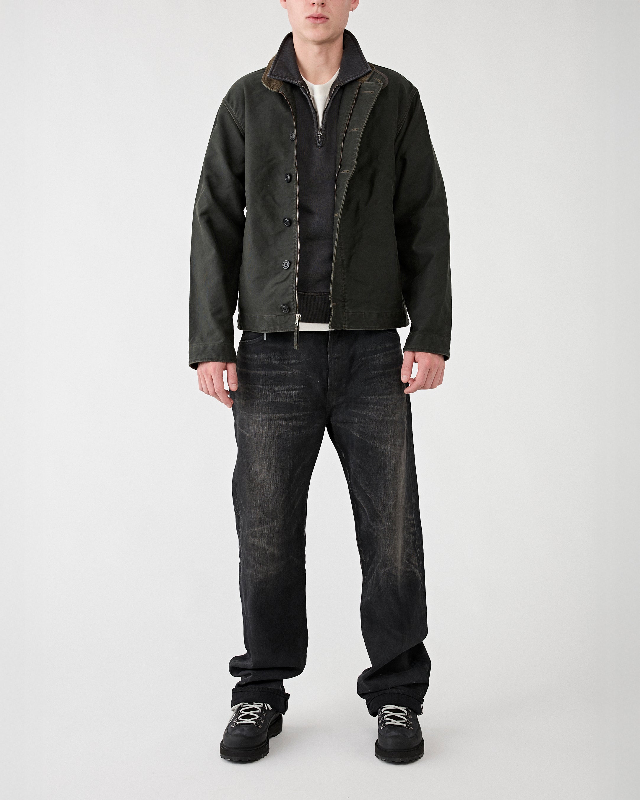 RRL Bower Deck Lined Bomber Vintage Black JKT Short Men