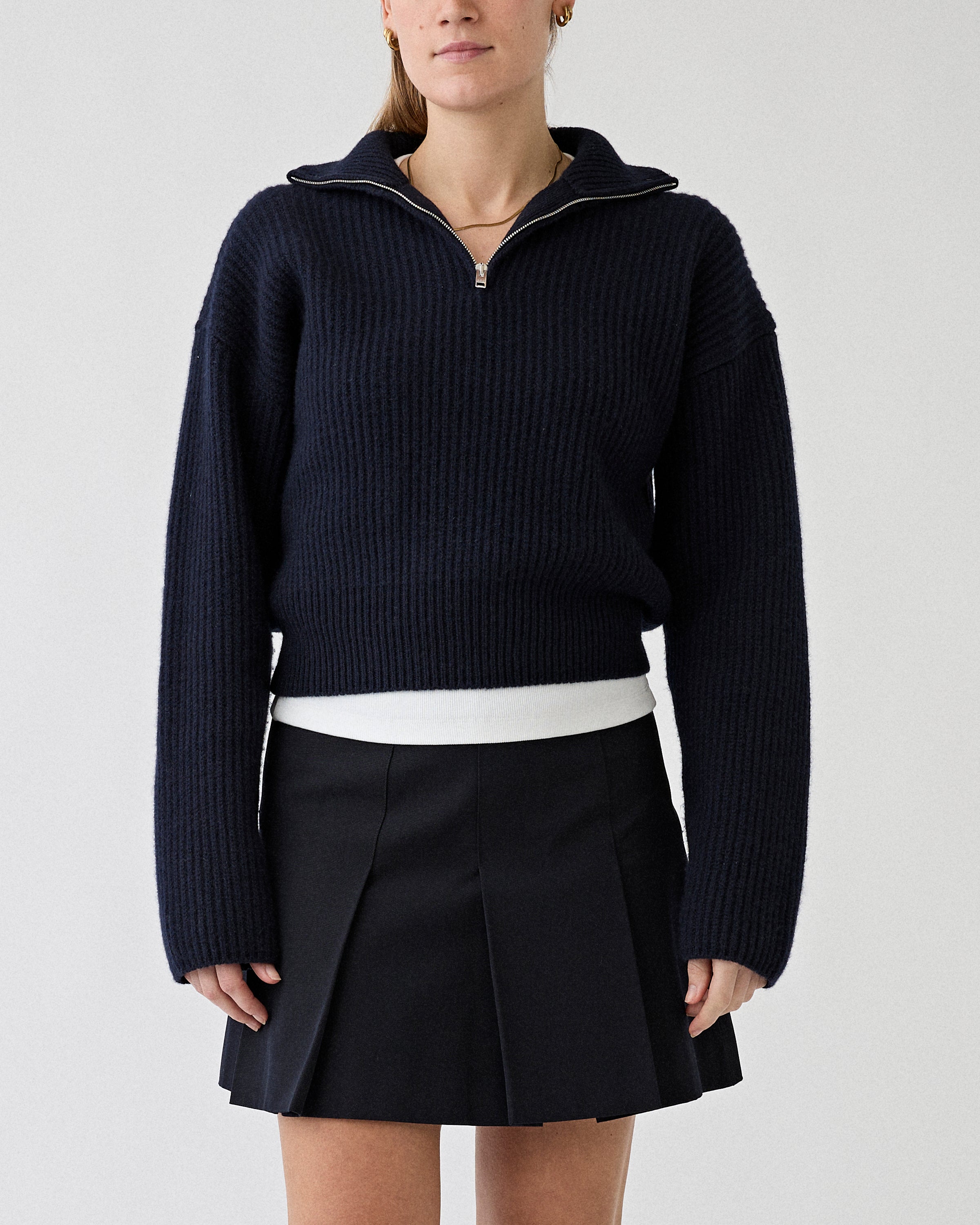 A.P.C. Pull Col Camoinneur À Côtes Larges Dark Navy Knitwear Women