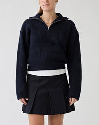 A.P.C. Pull Col Camoinneur À Côtes Larges Dark Navy Knitwear Women