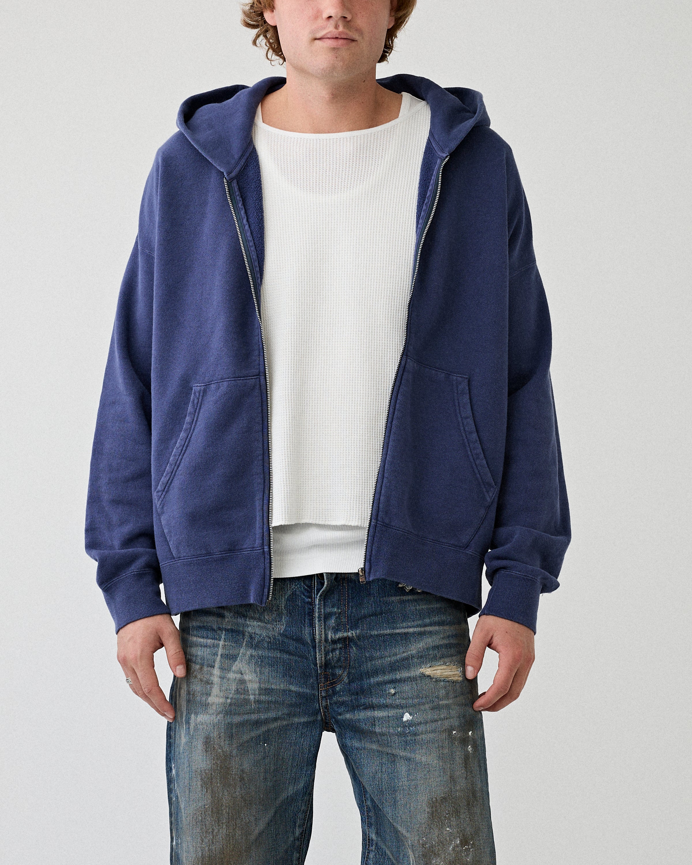 Visvim Jumbo SB Hoodie Damaged Navy Sweater Men