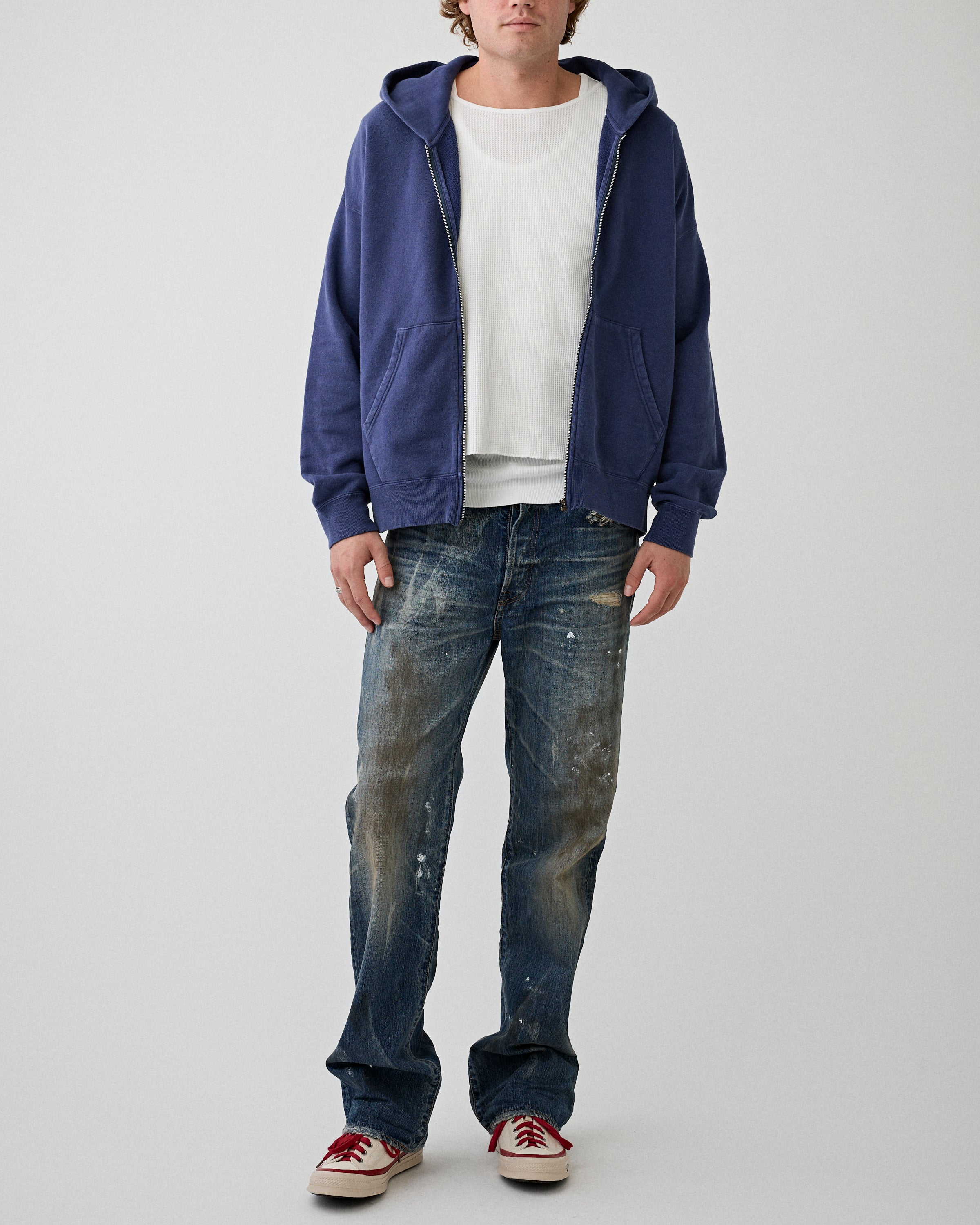 Visvim Jumbo SB Hoodie Damaged Navy Sweater Men