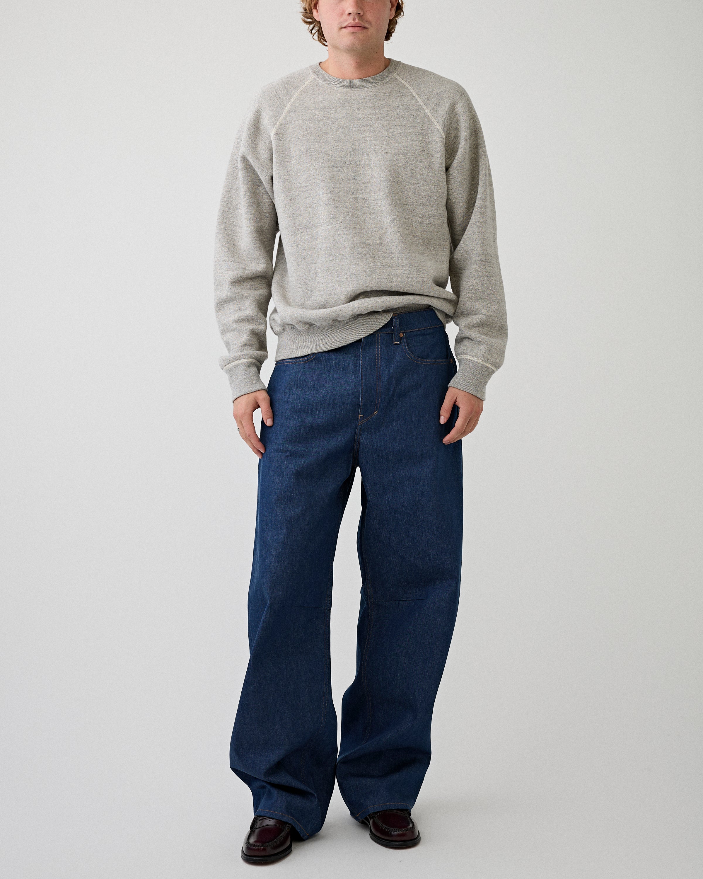 OrSlow Loop Wheel Crewneck Heather Grey Sweater Men