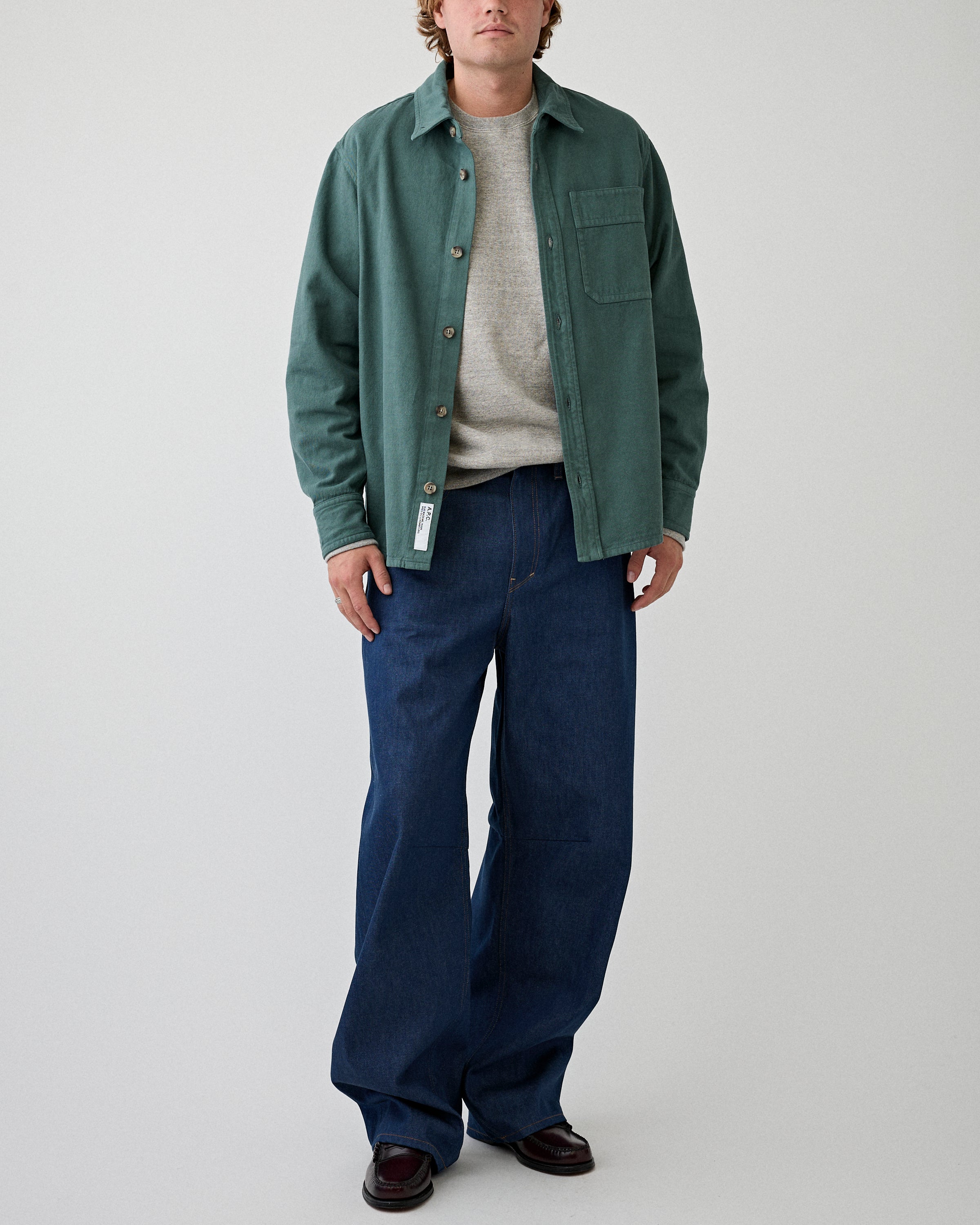 A.P.C. Surchemise Basile Gray Green Shirt L/S Men