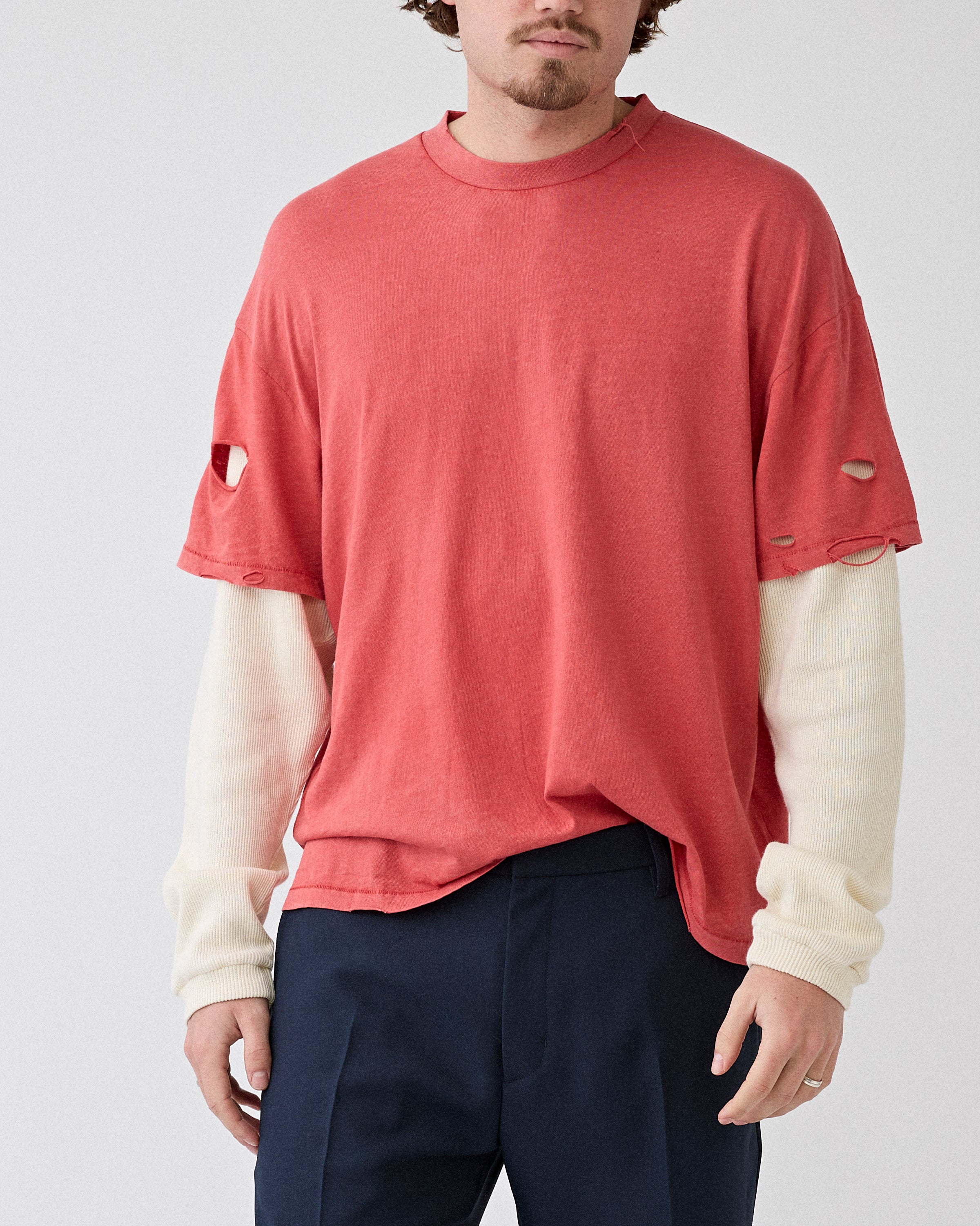 Stockholm Surfboard Club Layer Box Tee Signature Red T-shirt L/S Men