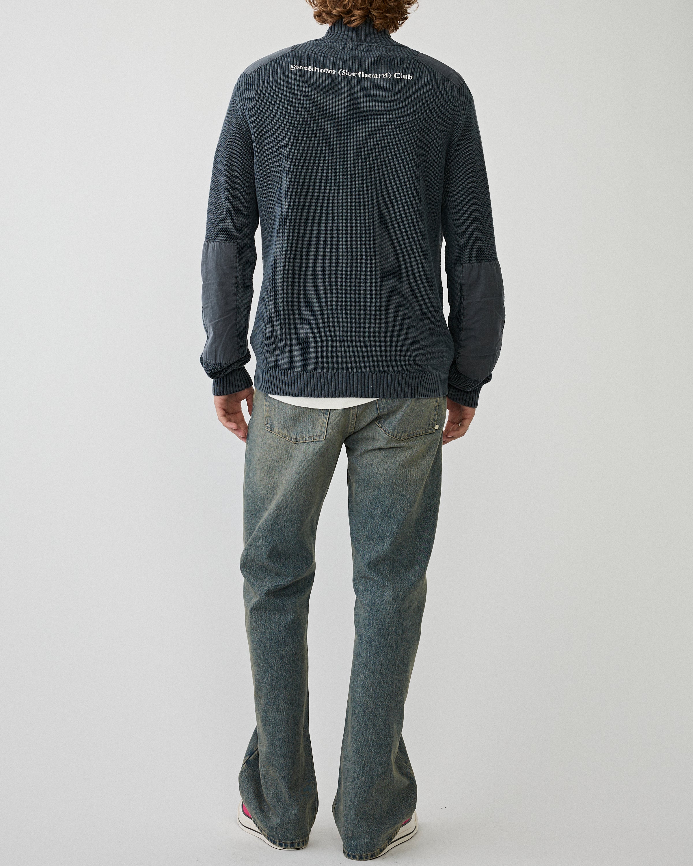 Stockholm Surfboard Club Voy Zip Sweat Washed Black Sweater Men