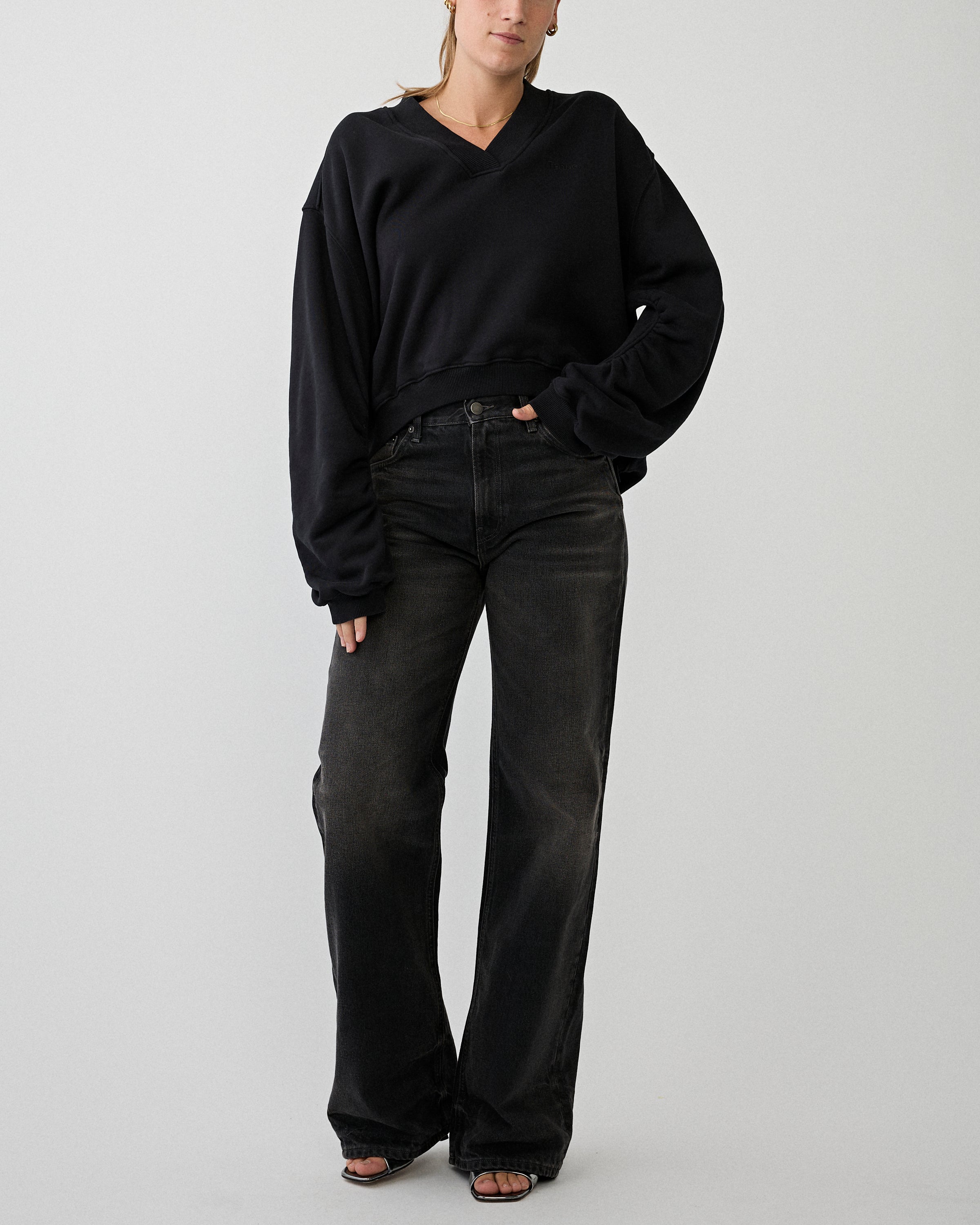 Tenue. Quinn V-Neck Sweat Dark Black Sweater Women
