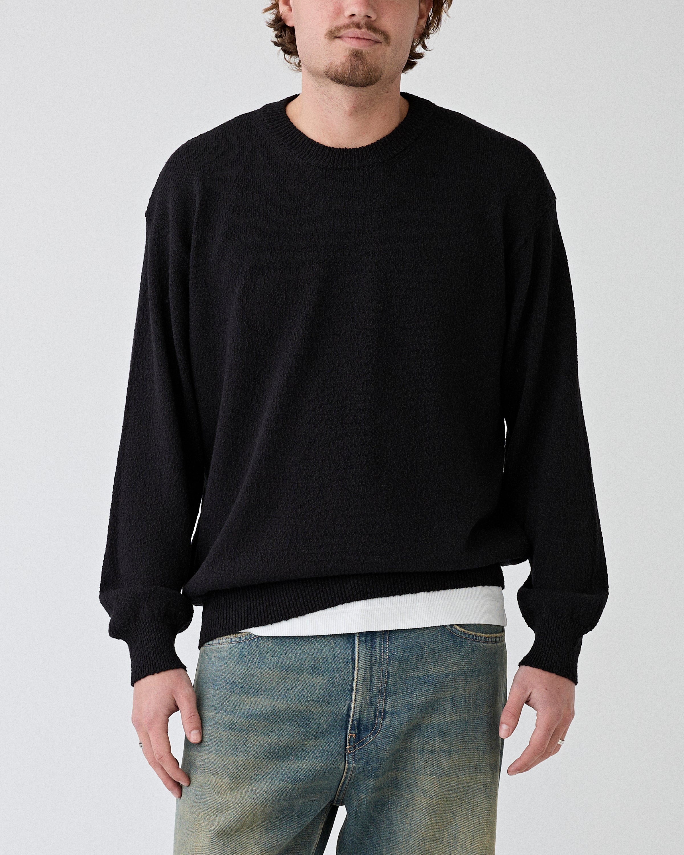 Roberto Collina Girocollo ML Comfort Fit Nero Knitwear Men