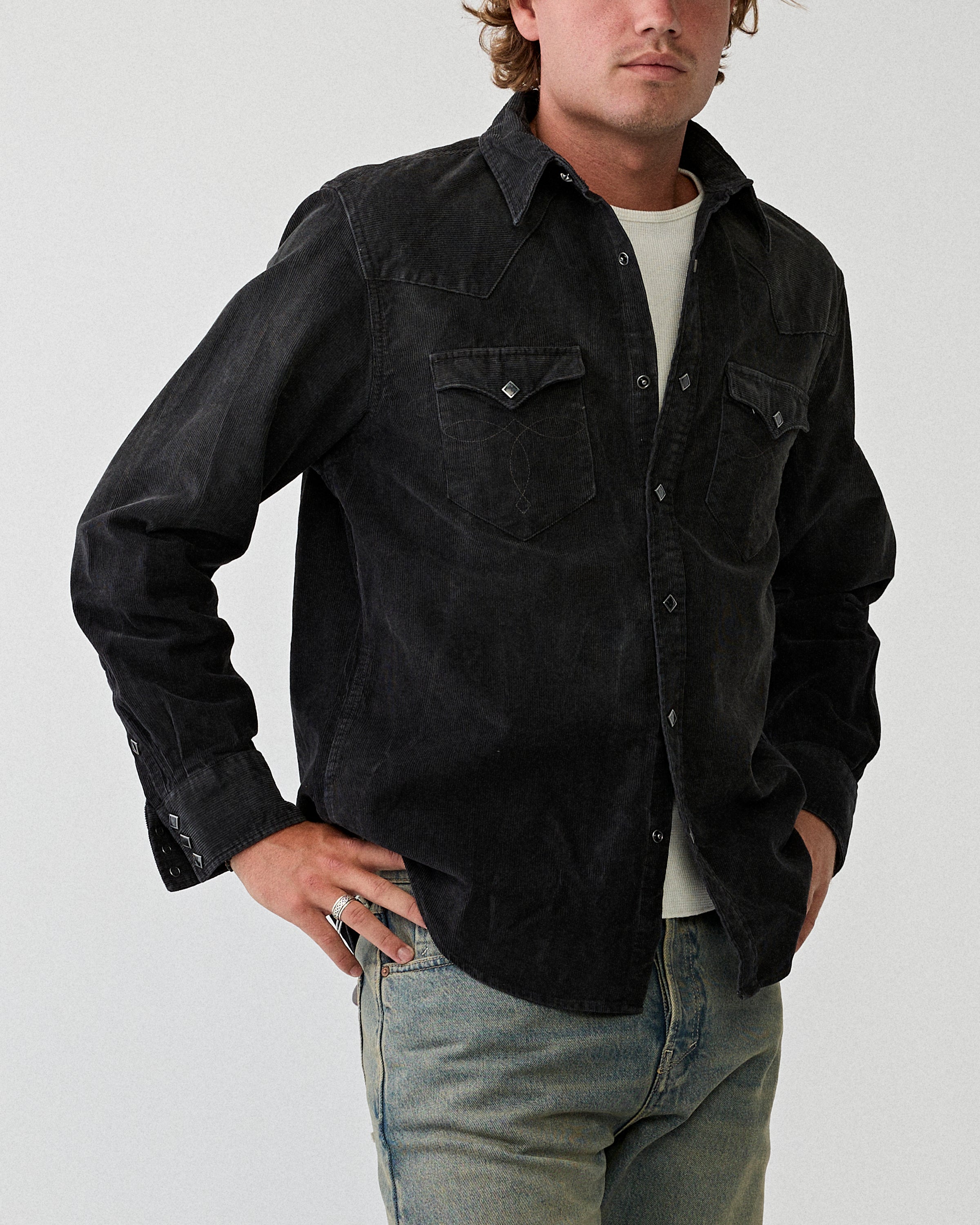 RRL Buffalo West Long Sleeve Sport Shirt Black Shirt L/S Men