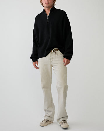 Yacaia Y-0015 Half Zip Merino/Cashmere Sweater Black Knitwear Men