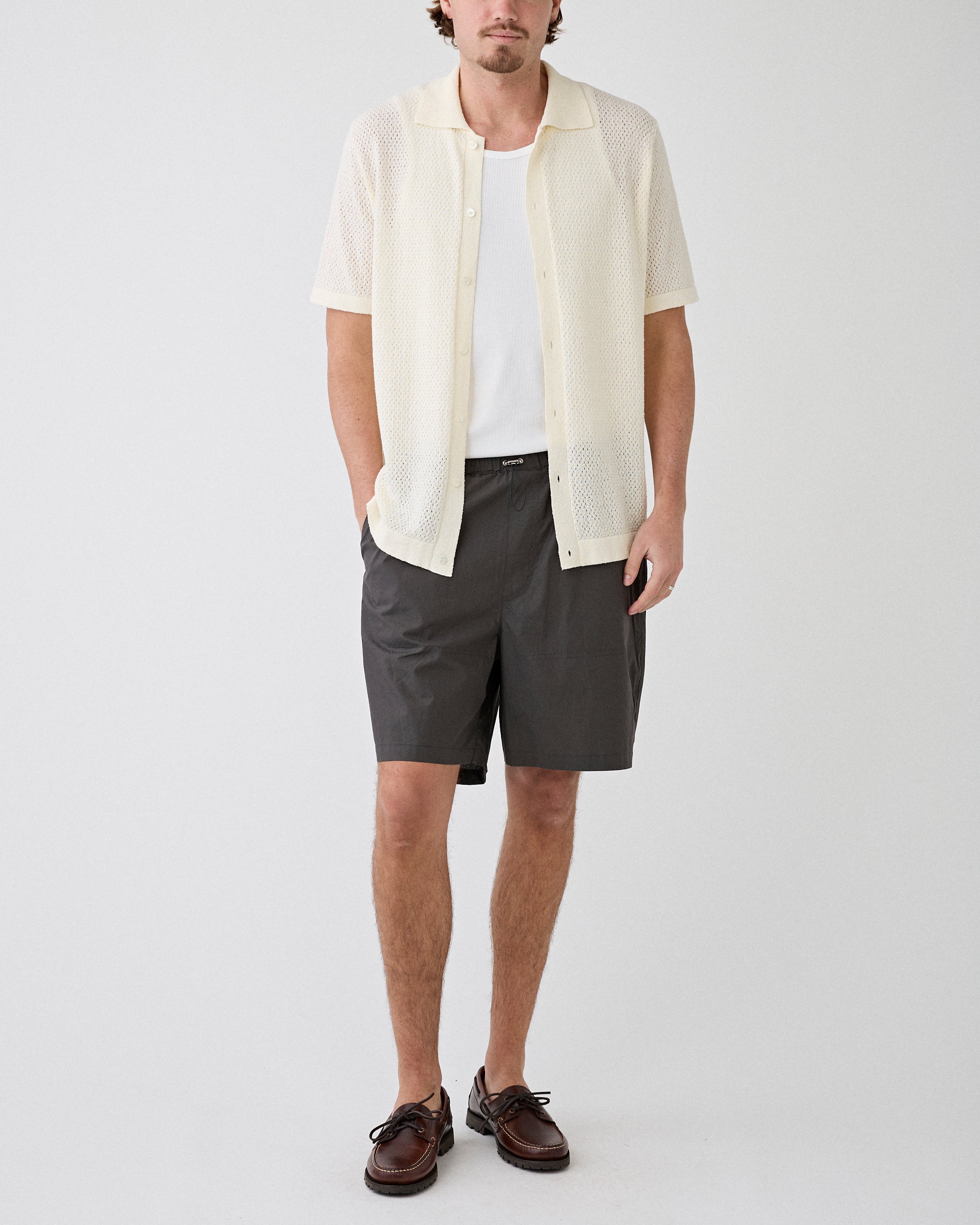 Roberto Collina Camicia MC Puntino Ecru Shirt S/S Men