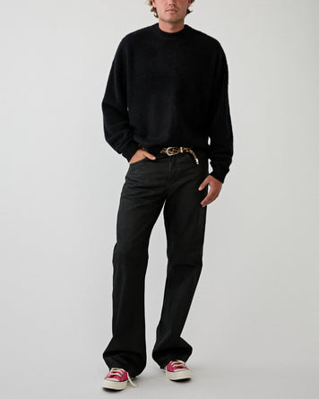 Yacaia Y-0026 Brushed Cashmere Sweater Black Knitwear Men