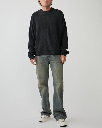 Yacaia Y-0013 Merino/Cashmere Sweater Black Melange Knitwear Men