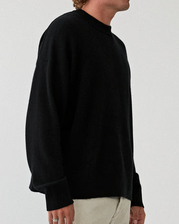 Yacaia Y-0008 Merino/Cashmere Sweater Black Knitwear Men