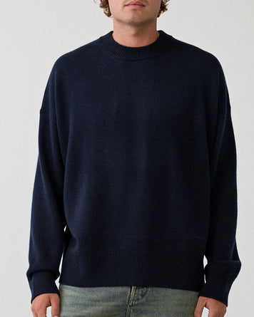 Yacaia Y-0008 Merino/Cashmere Sweater Navy Knitwear Men