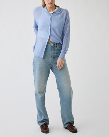 RAFF Worsted Cashmere Shirt Bleu White Shirt L/S Women