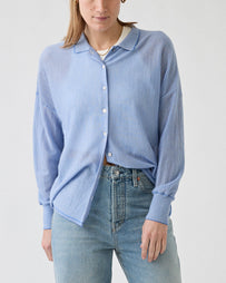 RAFF Worsted Cashmere Shirt Bleu White Shirt L/S Women