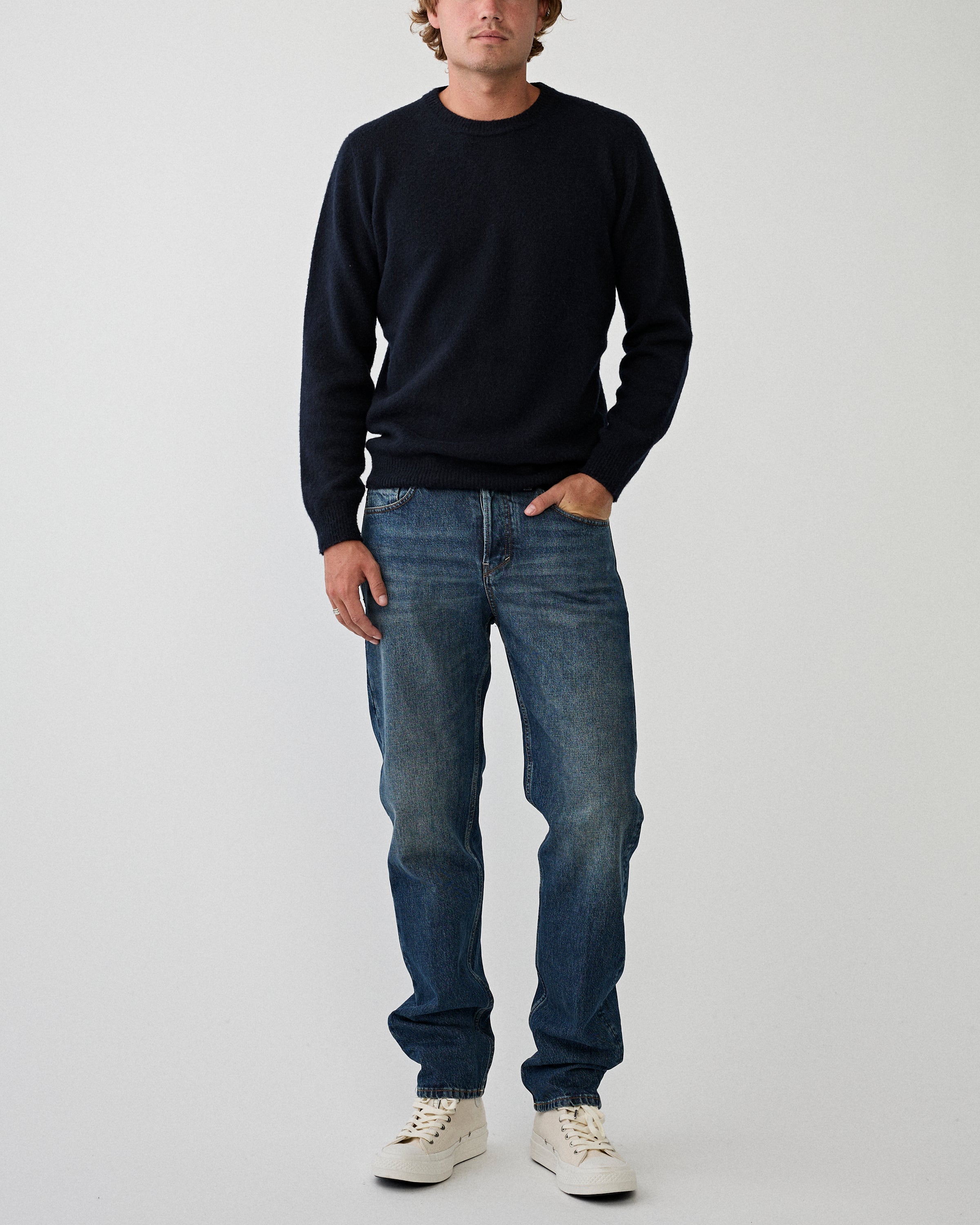 Girocollo ML Garzato Navy