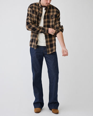 RRL Greyson WS Long Sleeve Sport Shirt Black/Brown Shirts L/S Men