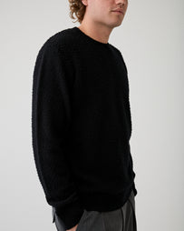 Roberto Collina Girocollo ML Casentino Nero Knitwear Men