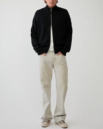 Yacaia Y-0020 Full Zip Merino/Cashmere Sweater Black Knitwear Men
