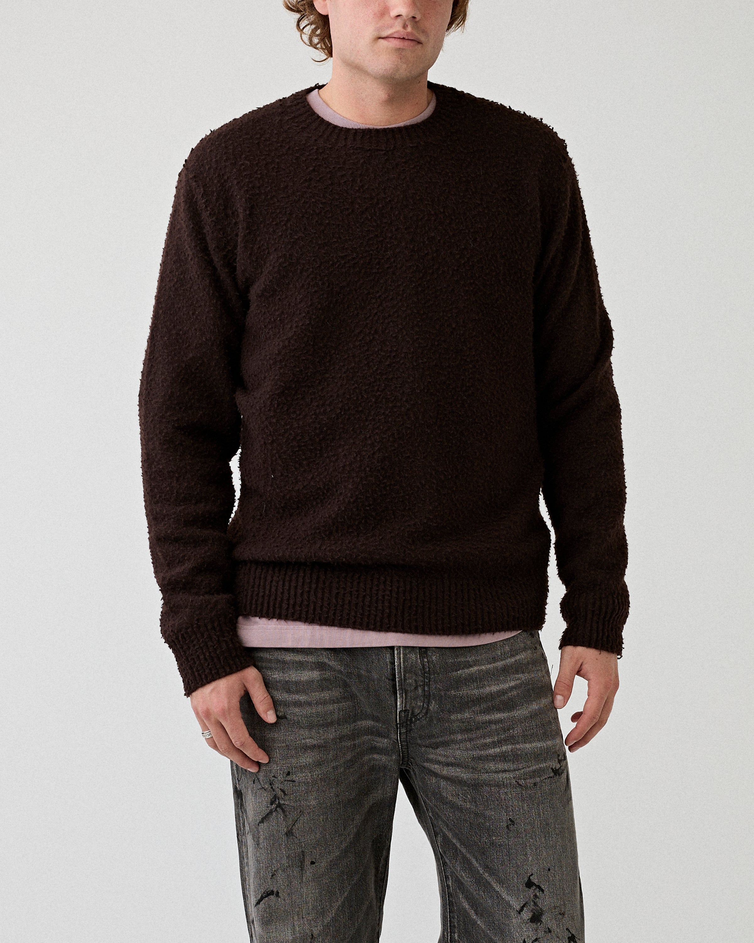 Roberto Collina Girocollo ML Casentino Moro Knitwear Men
