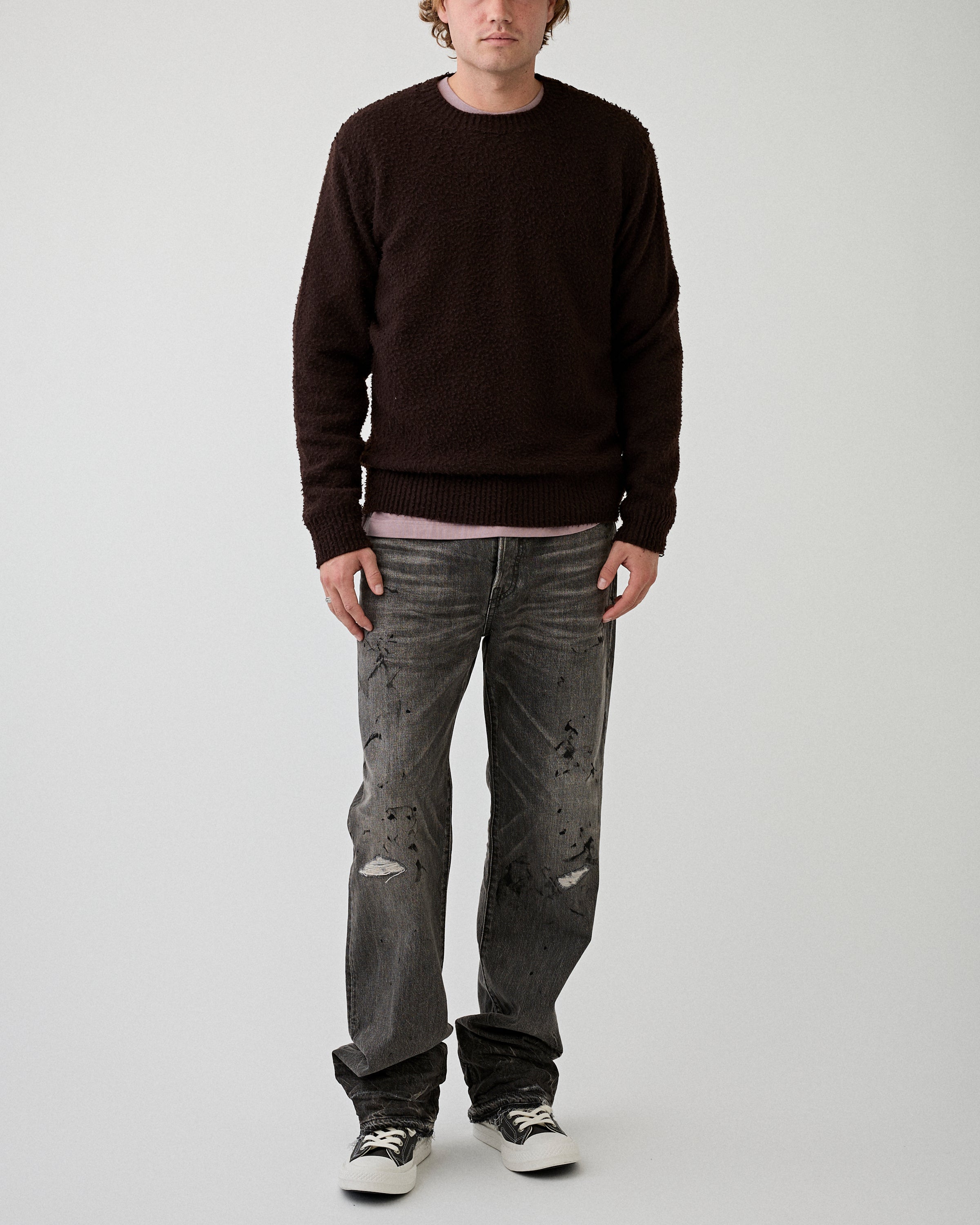 Roberto Collina Girocollo ML Casentino Moro Knitwear Men