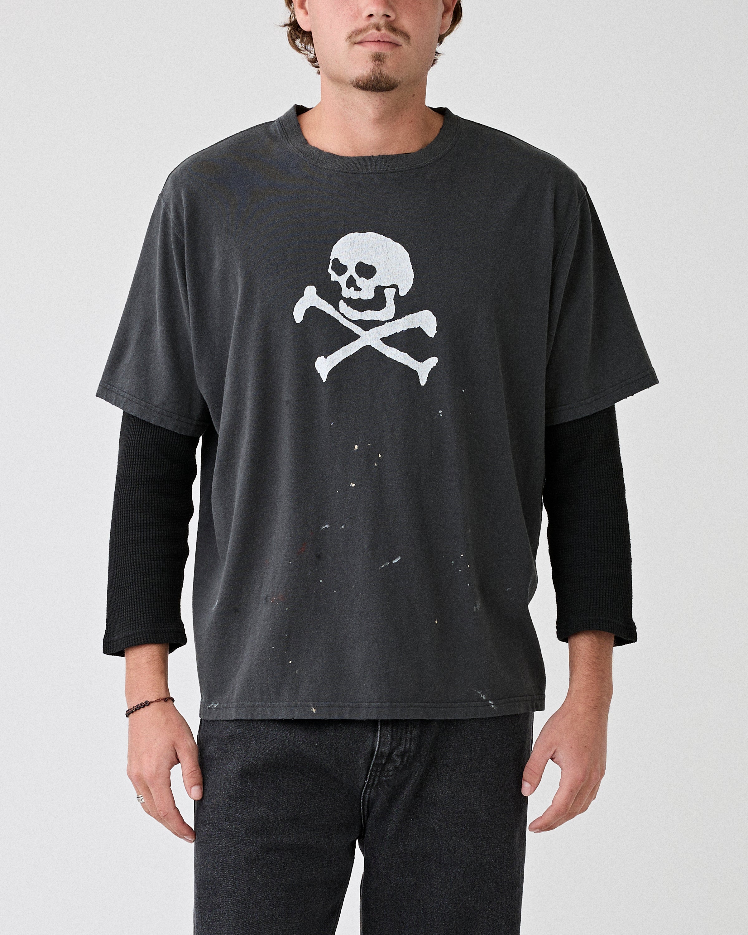 OrSlow Vintage Fade Skull Print T-Shirt Black T-shirt S/S Men
