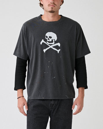 OrSlow Vintage Fade Skull Print T-Shirt Black T-shirt S/S Men
