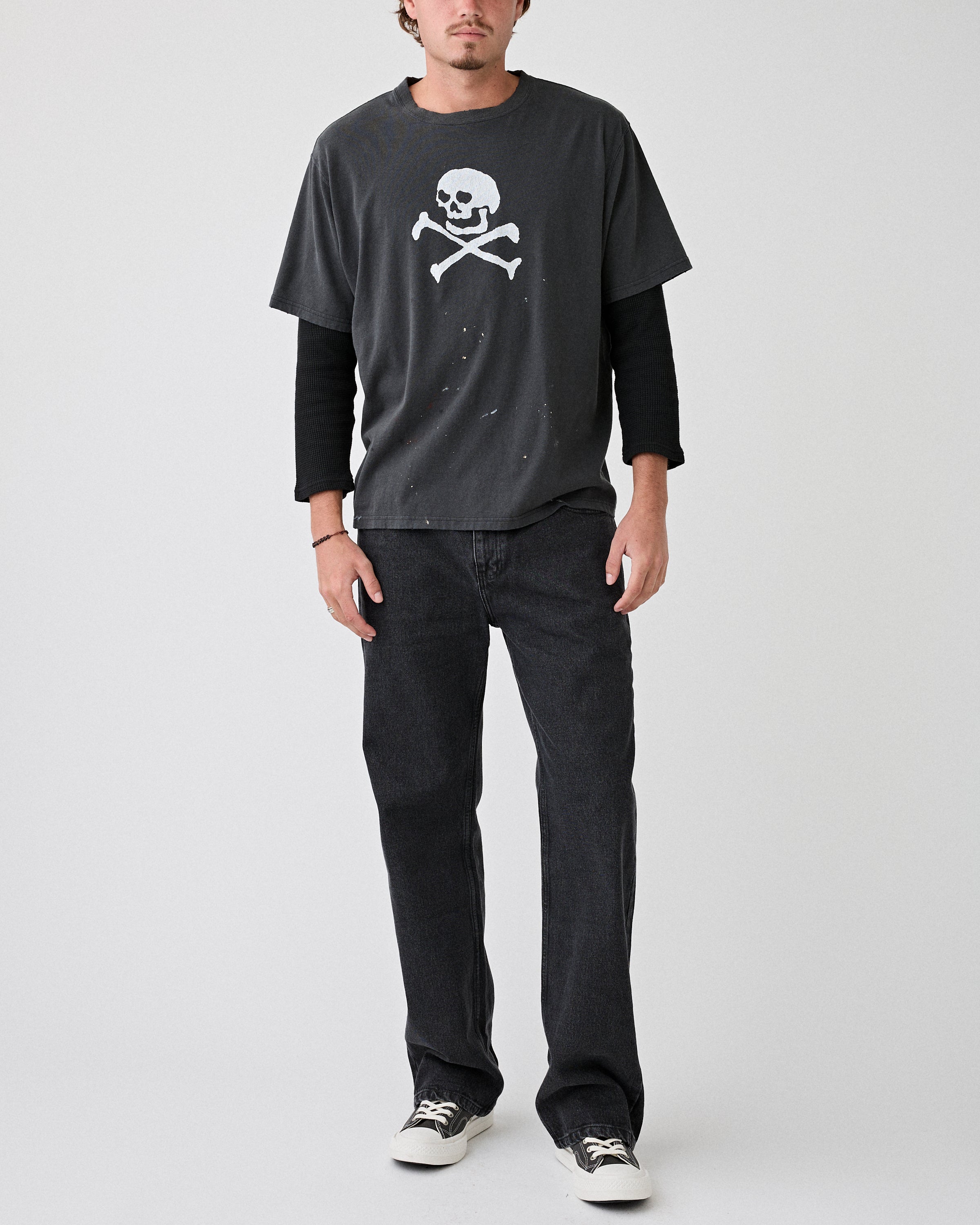 OrSlow Vintage Fade Skull Print T-Shirt Black T-shirt S/S Men