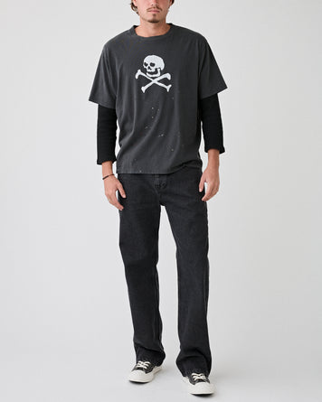 OrSlow Vintage Fade Skull Print T-Shirt Black T-shirt S/S Men