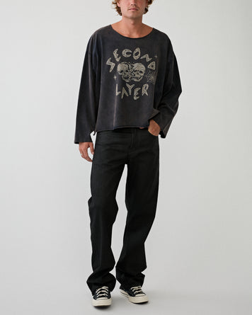 SECOND/LAYER Skull Crush Trasher Longsleeve Black T-shirt S/S Men