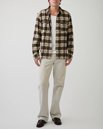 RRL Woven Sport Shirt Brown/Cream Shirt L/S Men
