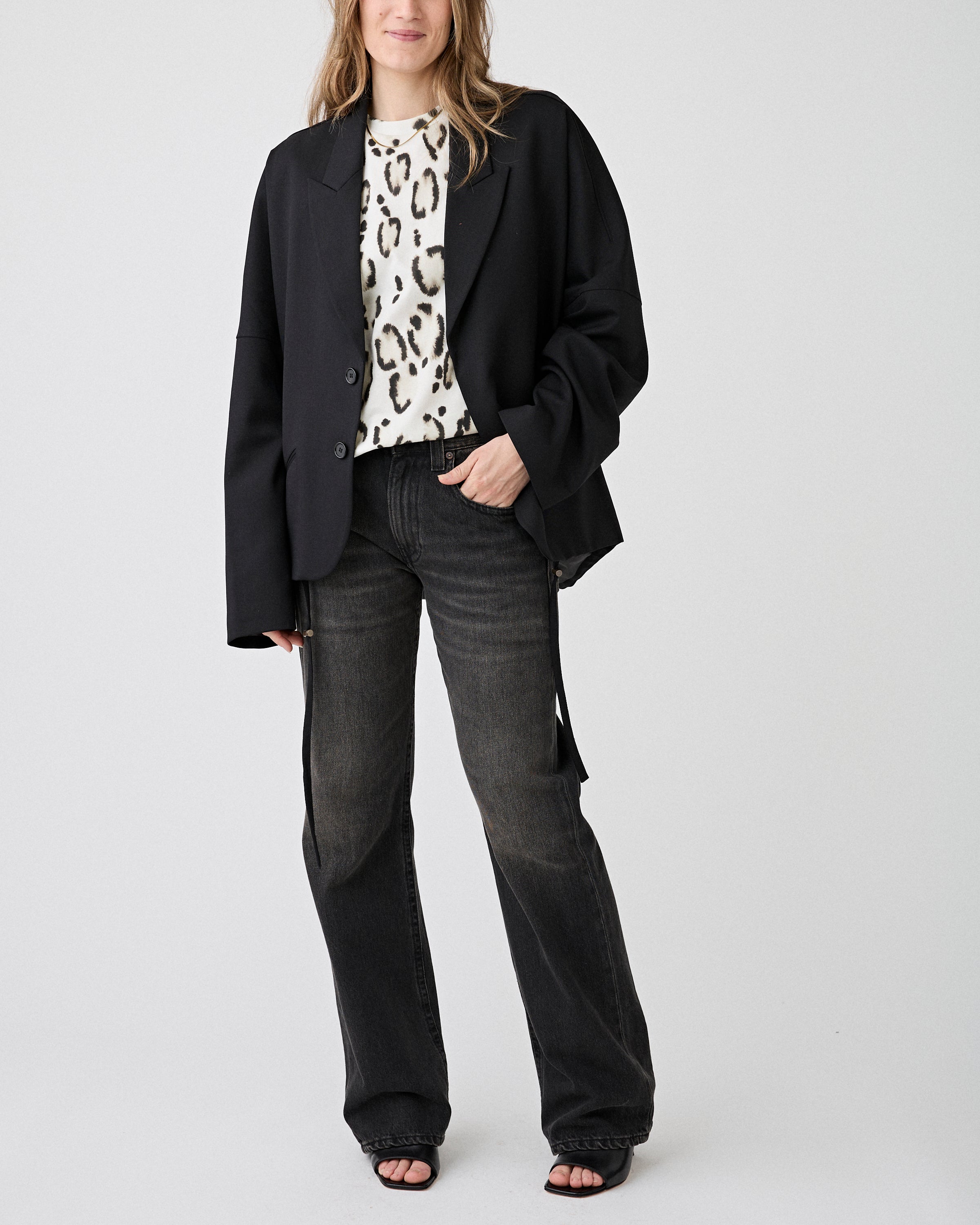 6397 Relaxed Cardigan Blazer Jet Black Knitwear Women