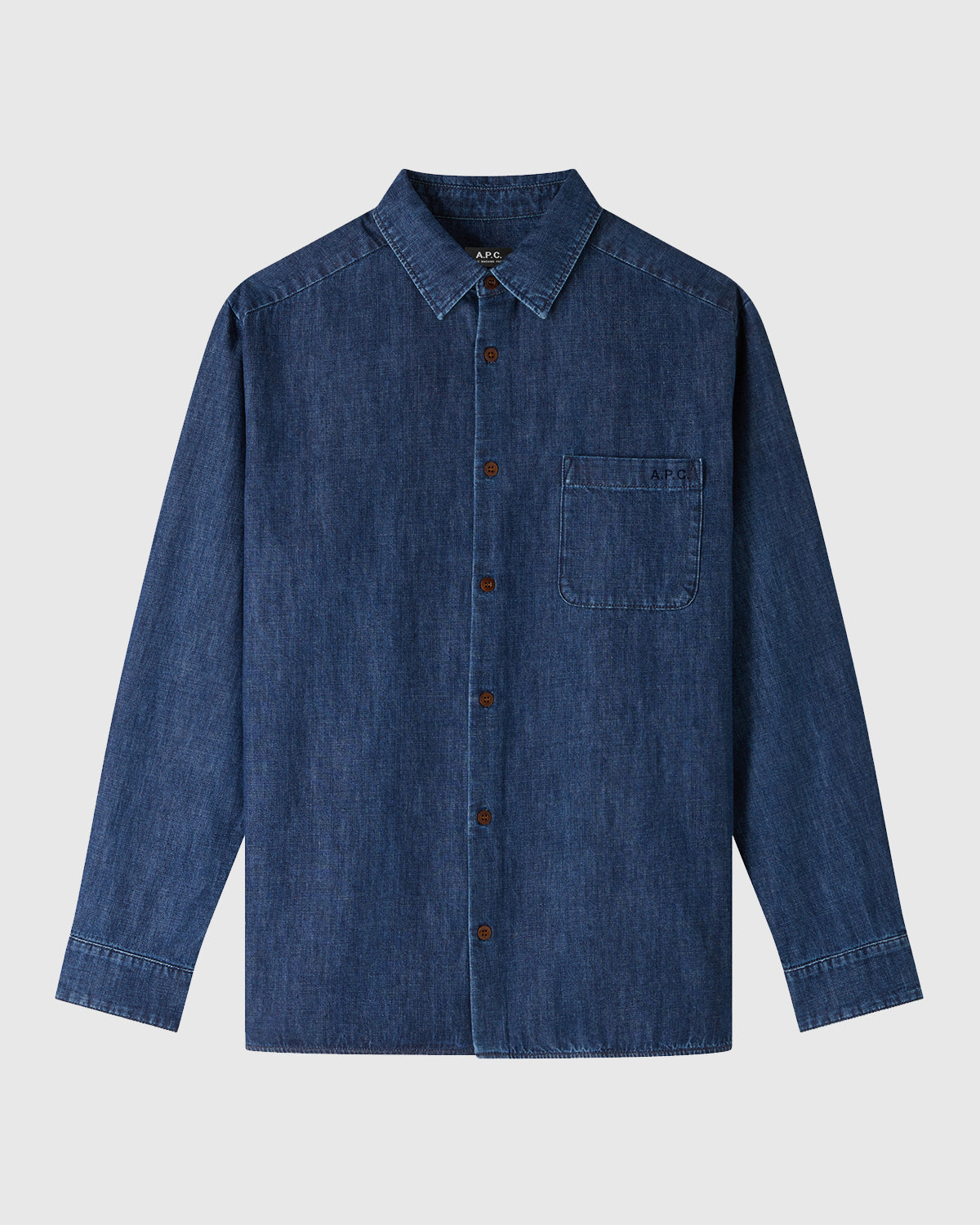 A.P.C. Chemise Malo Logo Washed Indigo Shirts L/S Men