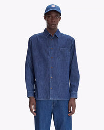 A.P.C. Chemise Malo Logo Washed Indigo Shirts L/S Men